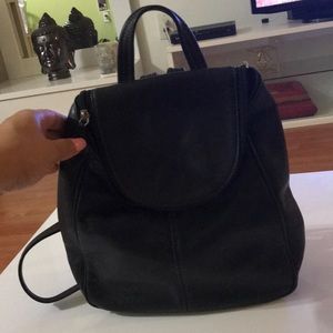 Black Leather Mini Backpack
